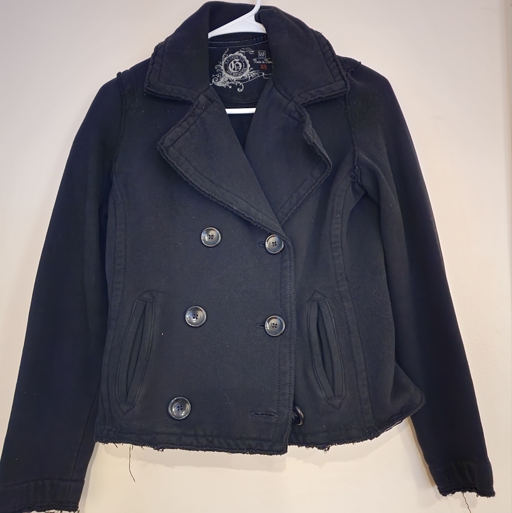 GAP Women's Black Double Breasted Sweater Blazer Peacoat Coat Jacket Size XS